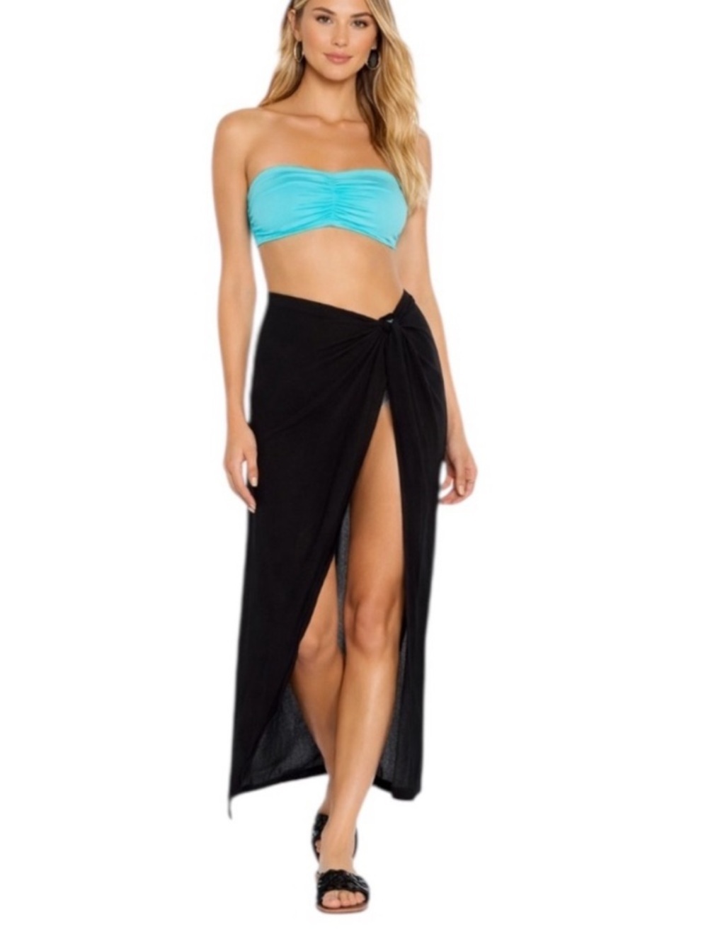 Aqua Swim Womens Black Sarong Beachwear Skirt Cover Up Size XS/S NWT